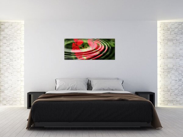 Abstraktný obraz - kvety vo vlnách (120x50 cm)