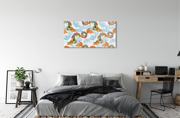Sklenený obraz Japonské farebné drakmi 100x50 cm 2 Prívesky