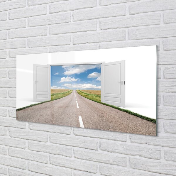 Sklenený obraz Poľná cesta 3d dvere 100x50 cm 2 Prívesky