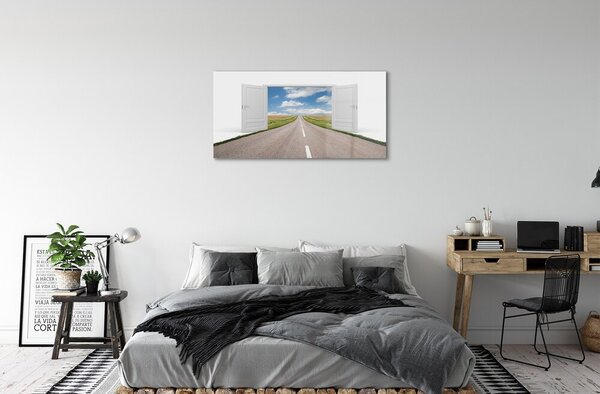Sklenený obraz Poľná cesta 3d dvere 100x50 cm 2 Prívesky