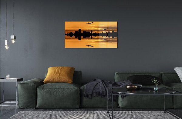 Obraz na skle Sun City lietadla 100x50 cm 2 Prívesky