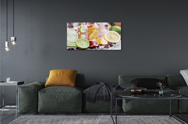 Obraz na skle Poháre ovocný kokteil ľadu 100x50 cm 2 Prívesky