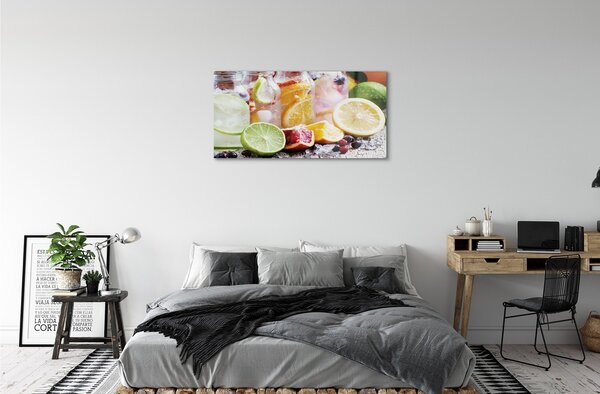 Obraz na skle Poháre ovocný kokteil ľadu 100x50 cm 2 Prívesky