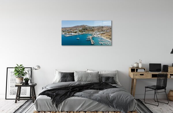 Sklenený obraz Grécko Coast horské mesto 100x50 cm 2 Prívesky