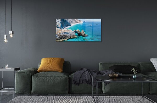 Sklenený obraz Grécko Beach brehu mora 100x50 cm 2 Prívesky