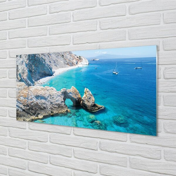 Sklenený obraz Grécko Beach brehu mora 100x50 cm 2 Prívesky
