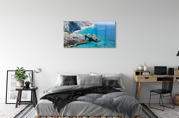 Sklenený obraz Grécko Beach brehu mora 100x50 cm 2 Prívesky