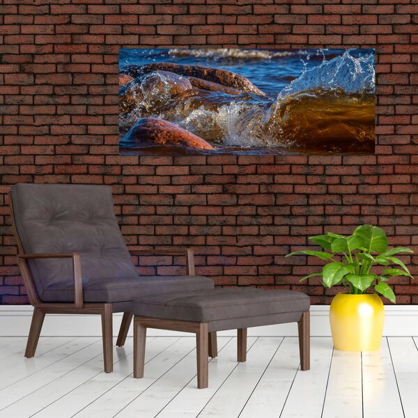 Detailný obraz - voda medzi kameňmi (120x50 cm)