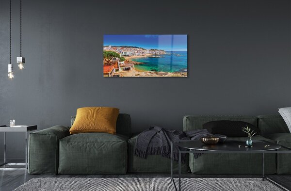 Sklenený obraz Španielsko coast beach city 100x50 cm 2 Prívesky