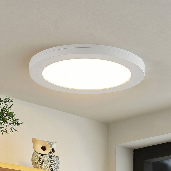 Prios LED stropné svietidlo Aureka, sada 3 ks, senzor, Ø 23 cm, biela, Biela / opálová, Obývacia izba / jedáleň, Hliník, Moderný, Zapustené stropné svietidlo