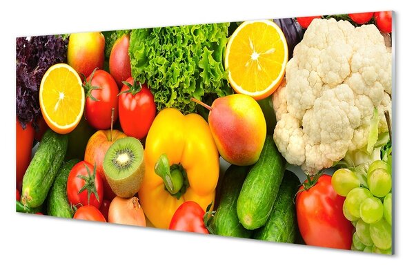 Obraz na skle Karfiol uhorka Kiwi 100x50 cm 2 Prívesky