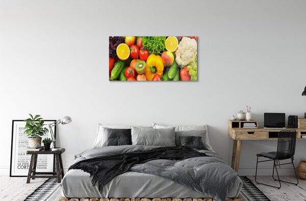 Obraz na skle Karfiol uhorka Kiwi 100x50 cm 2 Prívesky