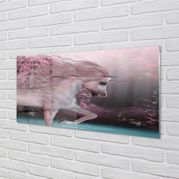 Sklenený obraz Unicorn stromy jazero 100x50 cm 2 Prívesky