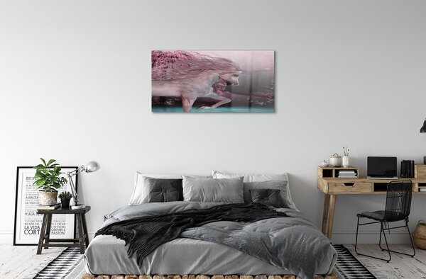 Sklenený obraz Unicorn stromy jazero 100x50 cm 2 Prívesky