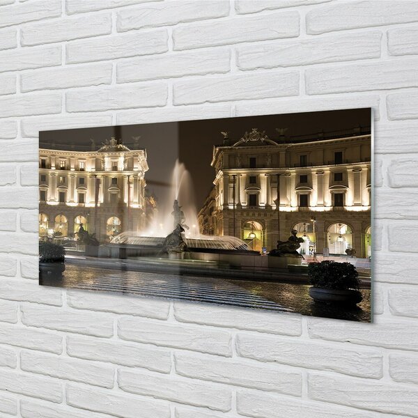 Sklenený obraz Rome Fountain Square v noci 100x50 cm 2 Prívesky