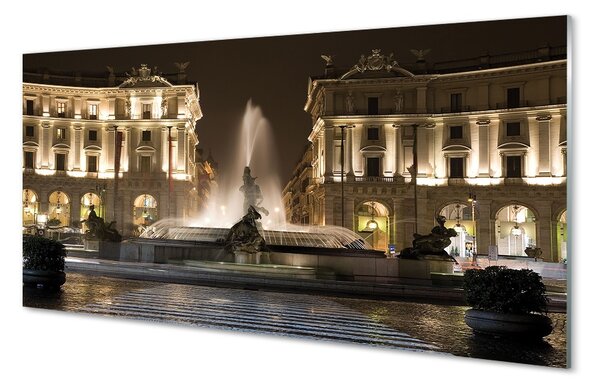 Sklenený obraz Rome Fountain Square v noci 100x50 cm 2 Prívesky