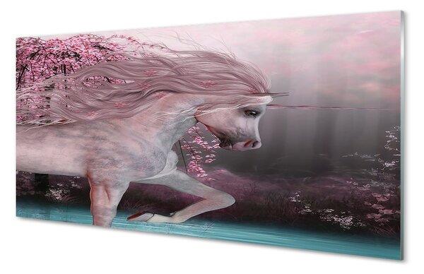 Sklenený obraz Unicorn stromy jazero 100x50 cm 2 Prívesky