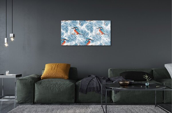 Sklenený obraz Maľované vták na vetve 100x50 cm 2 Prívesky