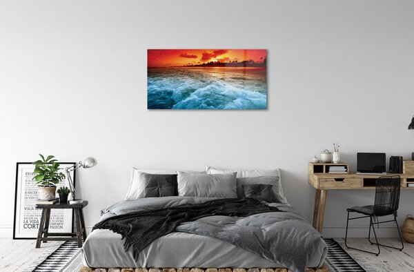Obraz na skle Sea strom západ 100x50 cm 2 Prívesky