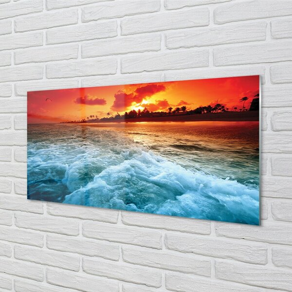 Obraz na skle Sea strom západ 100x50 cm 2 Prívesky