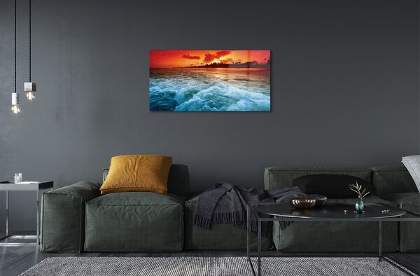 Obraz na skle Sea strom západ 100x50 cm 2 Prívesky