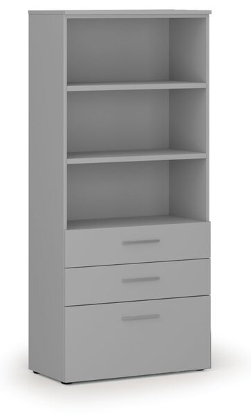 Kancelárska skriňa s kombinovanými zásuvkami PRIMO GRAY, 800 x 420 x 1781 mm, sivá