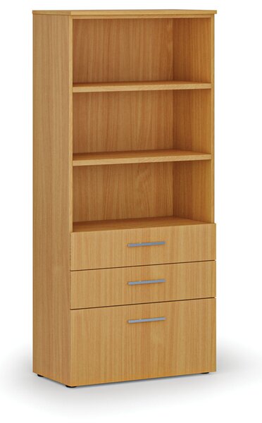 Kancelárska skriňa s kombinovanými zásuvkami PRIMO WOOD, 800 x 420 x 1781 mm, buk
