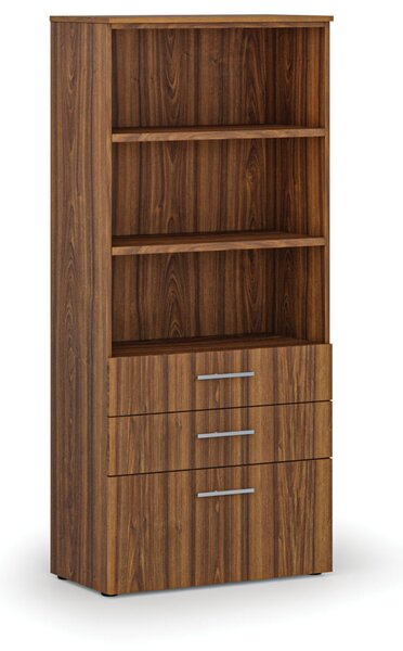 Kancelárska skriňa s kombinovanými zásuvkami PRIMO WOOD, 800 x 420 x 1781 mm, orech