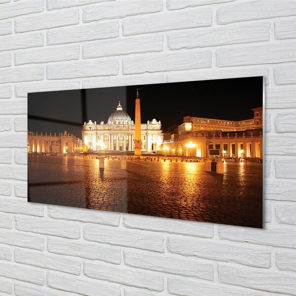 Sklenený obraz Rome Basilica Square v noci 100x50 cm 2 Prívesky