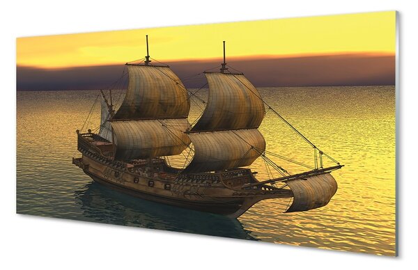 Obraz na skle Yellow sky ship sea 100x50 cm 2 Prívesky