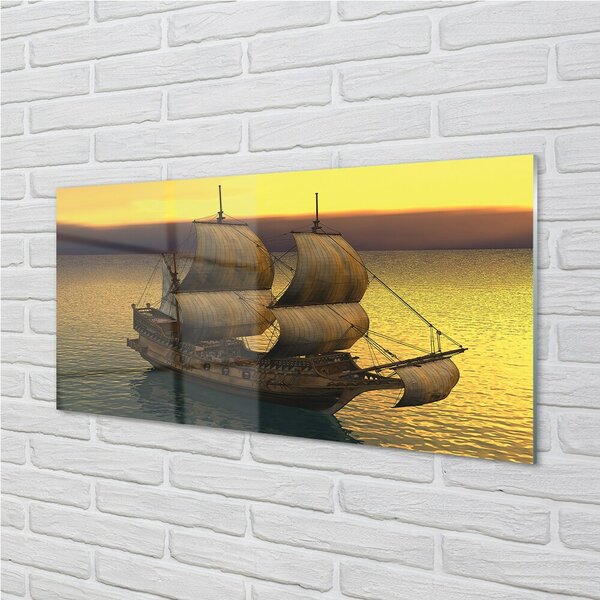 Obraz na skle Yellow sky ship sea 100x50 cm 2 Prívesky