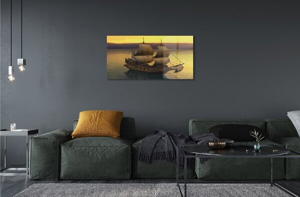 Obraz na skle Yellow sky ship sea 100x50 cm 2 Prívesky