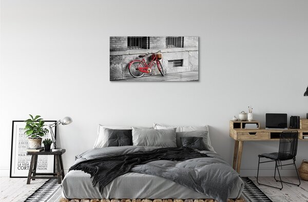 Obraz na skle Červené koleso s košíkom 100x50 cm 2 Prívesky