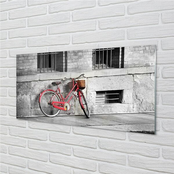 Obraz na skle Červené koleso s košíkom 100x50 cm 2 Prívesky