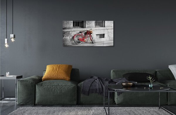 Obraz na skle Červené koleso s košíkom 100x50 cm 2 Prívesky