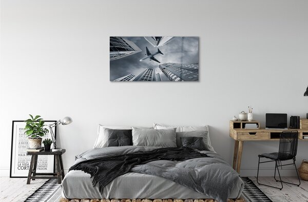 Obraz na skle Veľkomesto oblačnosti letún neba 100x50 cm 2 Prívesky