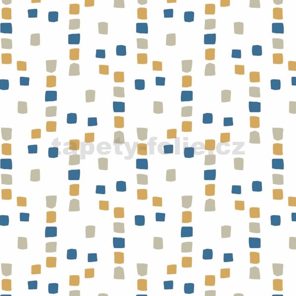 Obrus PVC 126A, metráž, 20 m x 140 cm, dekoratívne štvorčeky modro-krémové, IMPOL TRADE
