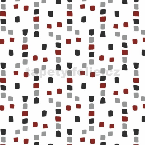Obrus PVC 126C, metráž, 20 m x 140 cm, dekoratívne štvorčeky sivo-červené, IMPOL TRADE