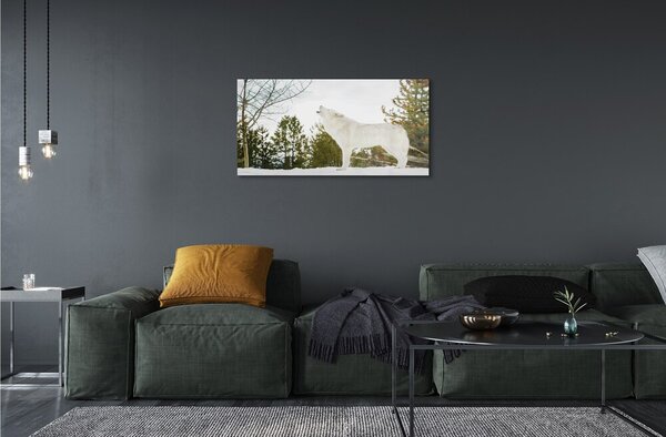 Sklenený obraz Vlk v zime lese 100x50 cm 2 Prívesky