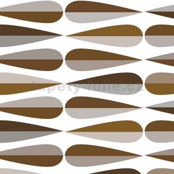 Obrus PVC 132C, metráž, 20 m x 140 cm, retro geometrický vzor sivo-hnedý, IMPOL TRADE