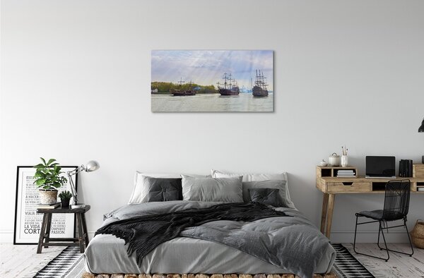 Obraz na skle Lode oblohe deň mraky 100x50 cm 2 Prívesky