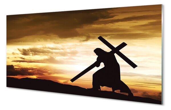 Nástenný panel  Jesus cross západ slnka 100x50 cm