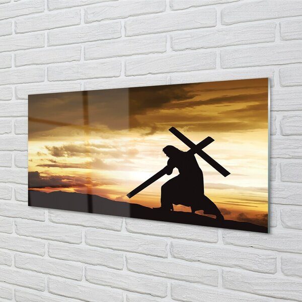 Sklenený obraz Jesus cross západ slnka 100x50 cm 2 Prívesky