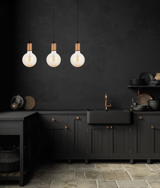 Luster na lanku MIROS 3xE27/60W/230V čierna/medená