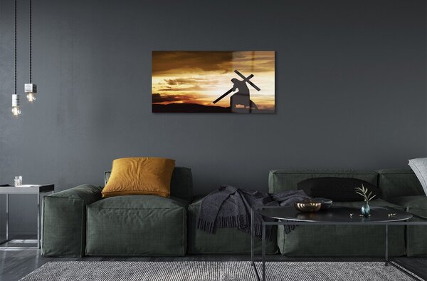 Sklenený obraz Jesus cross západ slnka 100x50 cm 2 Prívesky