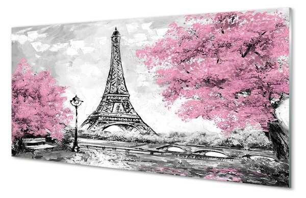 Obraz na skle Paris jarný strom 100x50 cm 2 Prívesky