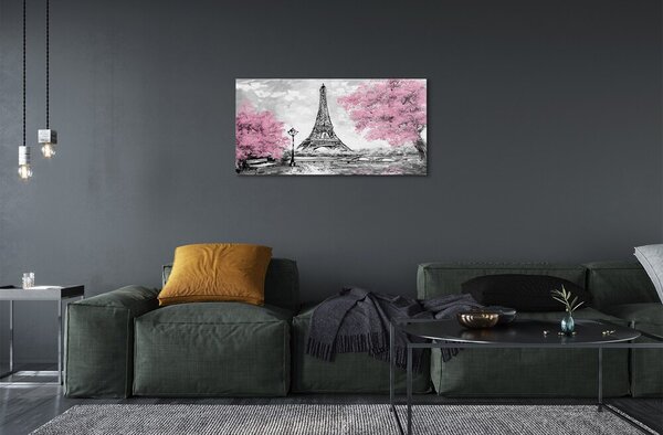 Obraz na skle Paris jarný strom 100x50 cm 2 Prívesky