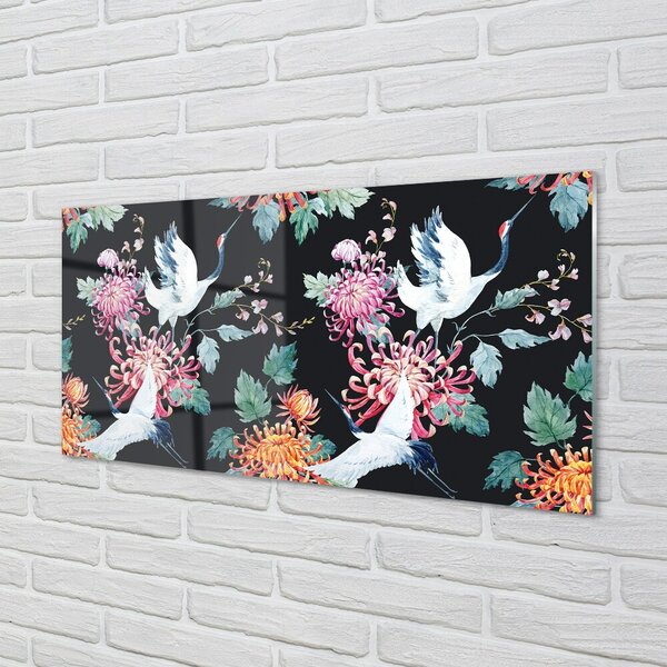Sklenený obraz Vtáky s kvetinami 100x50 cm 2 Prívesky