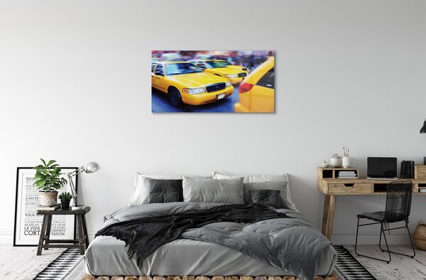 Obraz na skle Žltá taxi City 100x50 cm 2 Prívesky