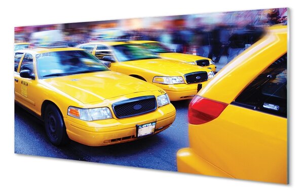 Obraz na skle Žltá taxi City 100x50 cm 2 Prívesky
